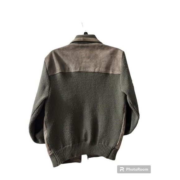 Mervyns Mens Collection Cow Split Leather Knit Bomber Jacket Gray Sz M Vintage - Picture 2 of 4